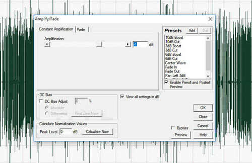 Изменение громкости фрагмента в Adobe Audition 1.5