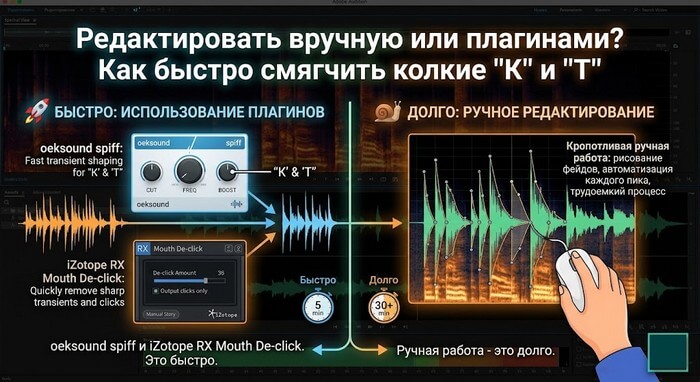 В чем разница между ручной чисткой голоса и автоматической обработкой?